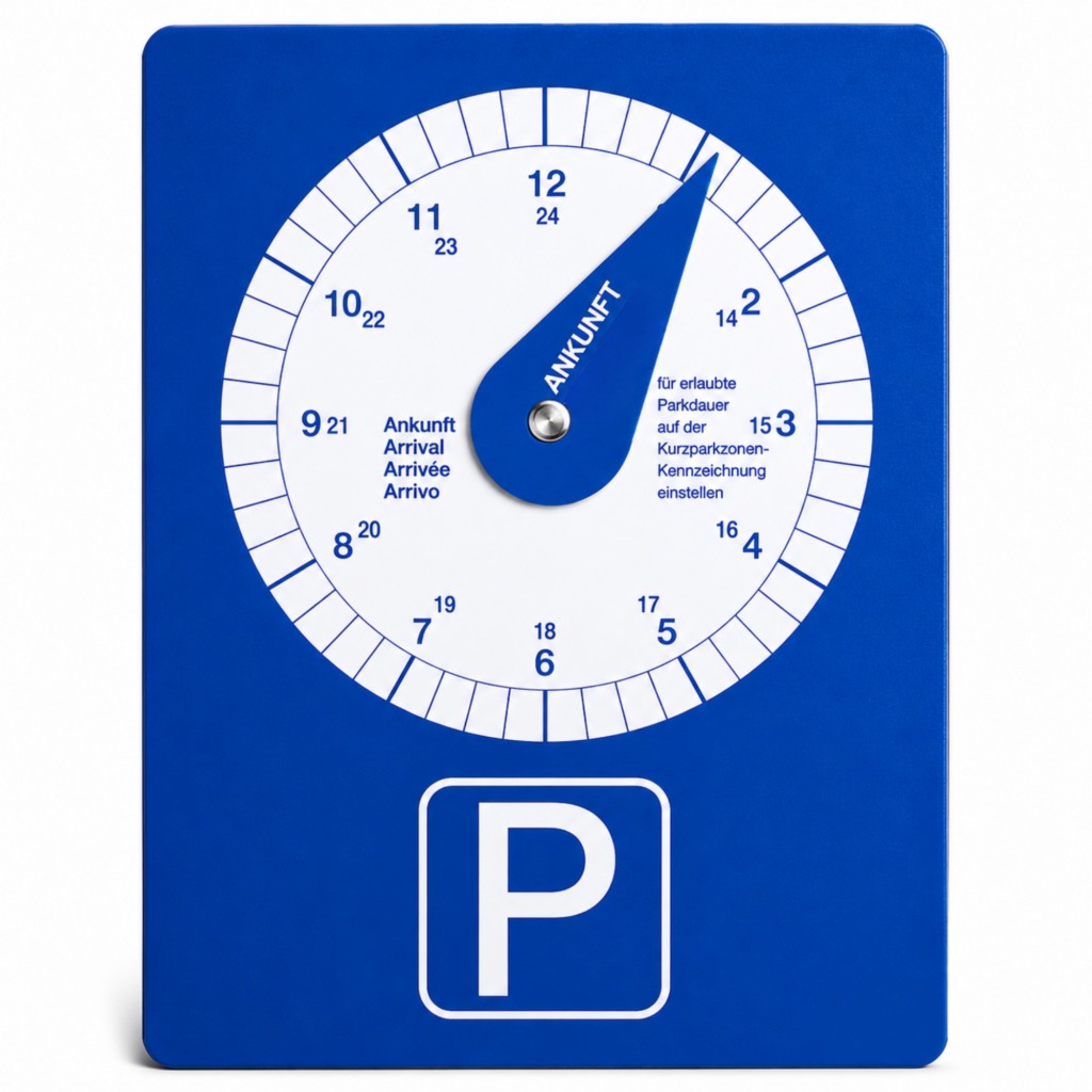 Parkscheibe Österreich aus Pappe in Blau mit 175 x 120 mm Format